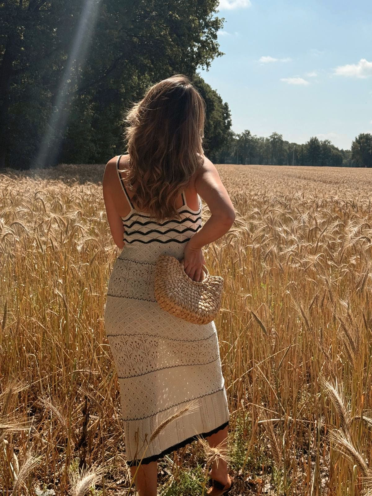 Liara Dress Ecru Zwart