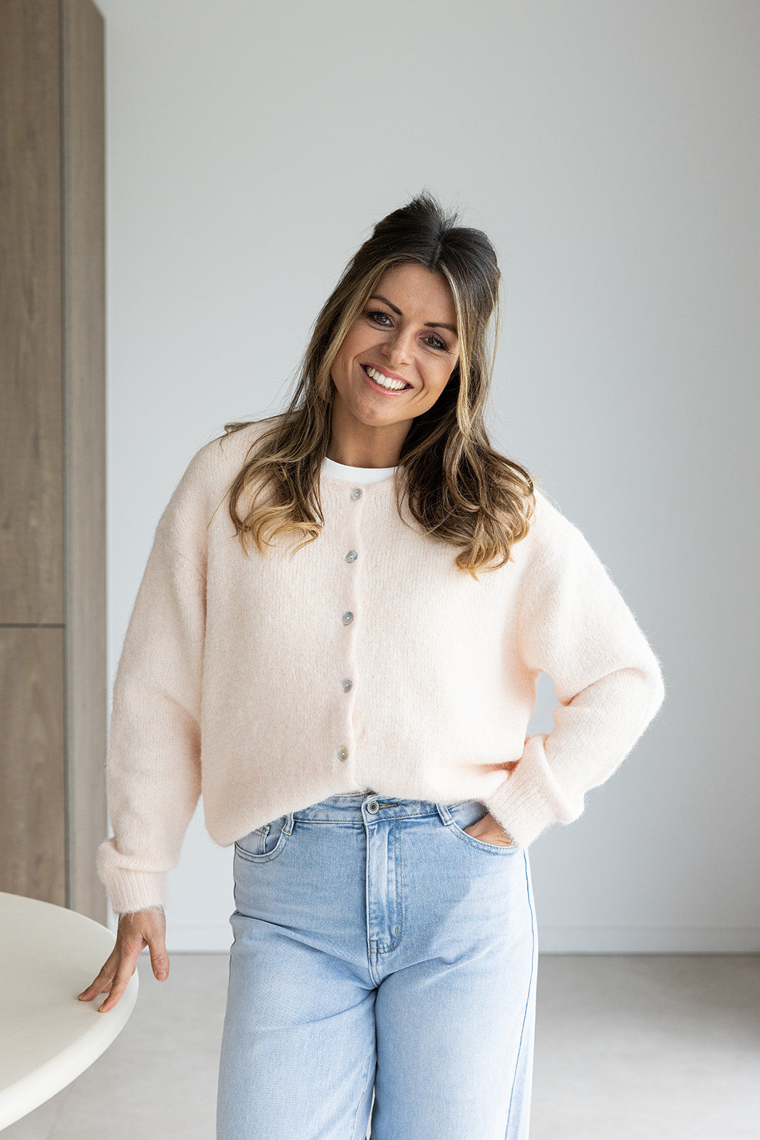 Aimee Gilet Knit Lichtroze