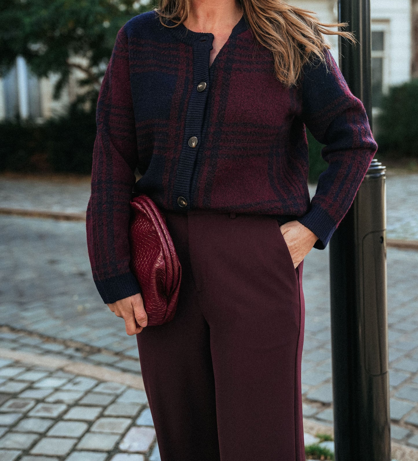 Jacqueline Gilet Blauw Bordeaux