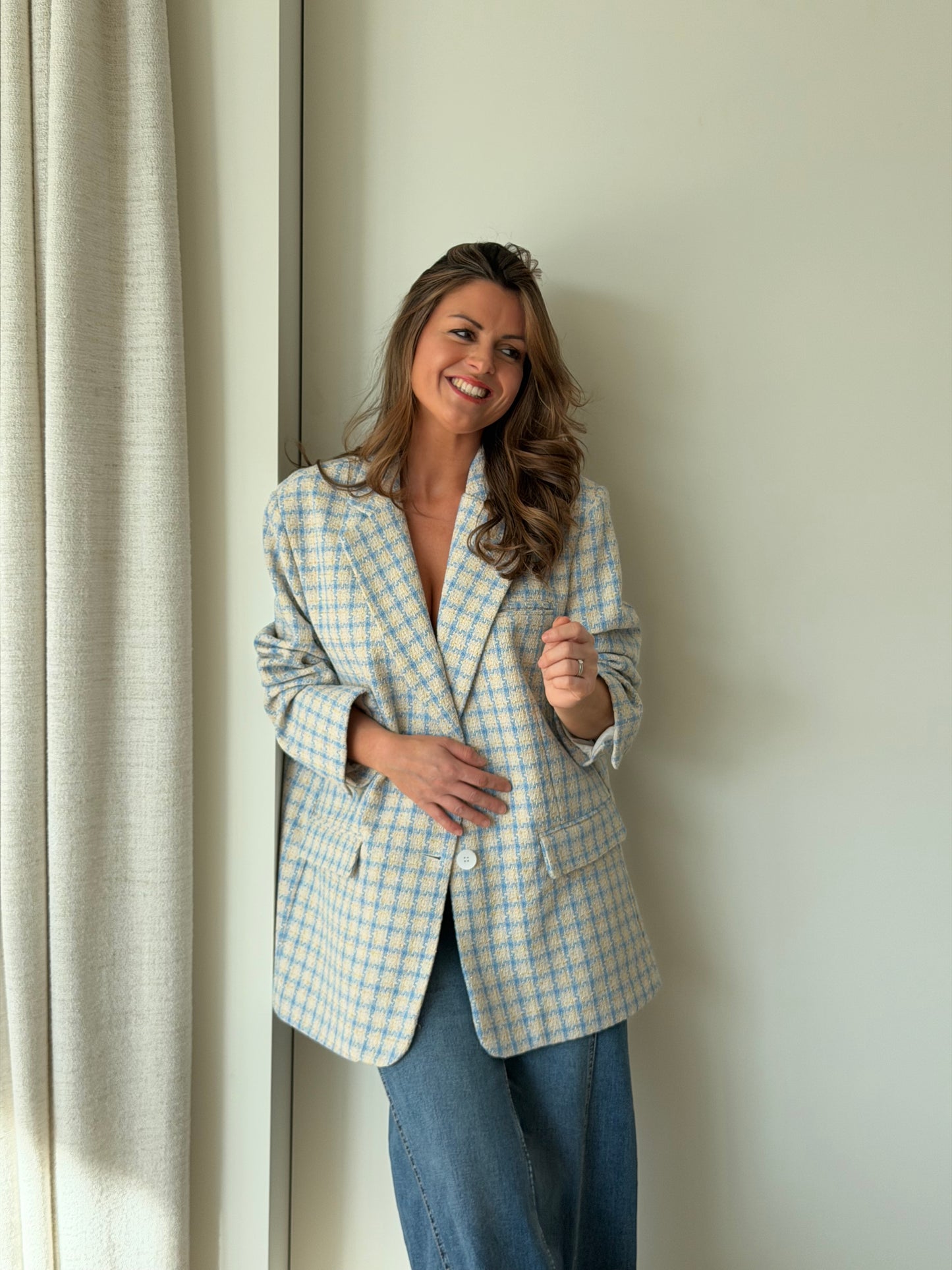 Coco Blazer Carreaux Blauw