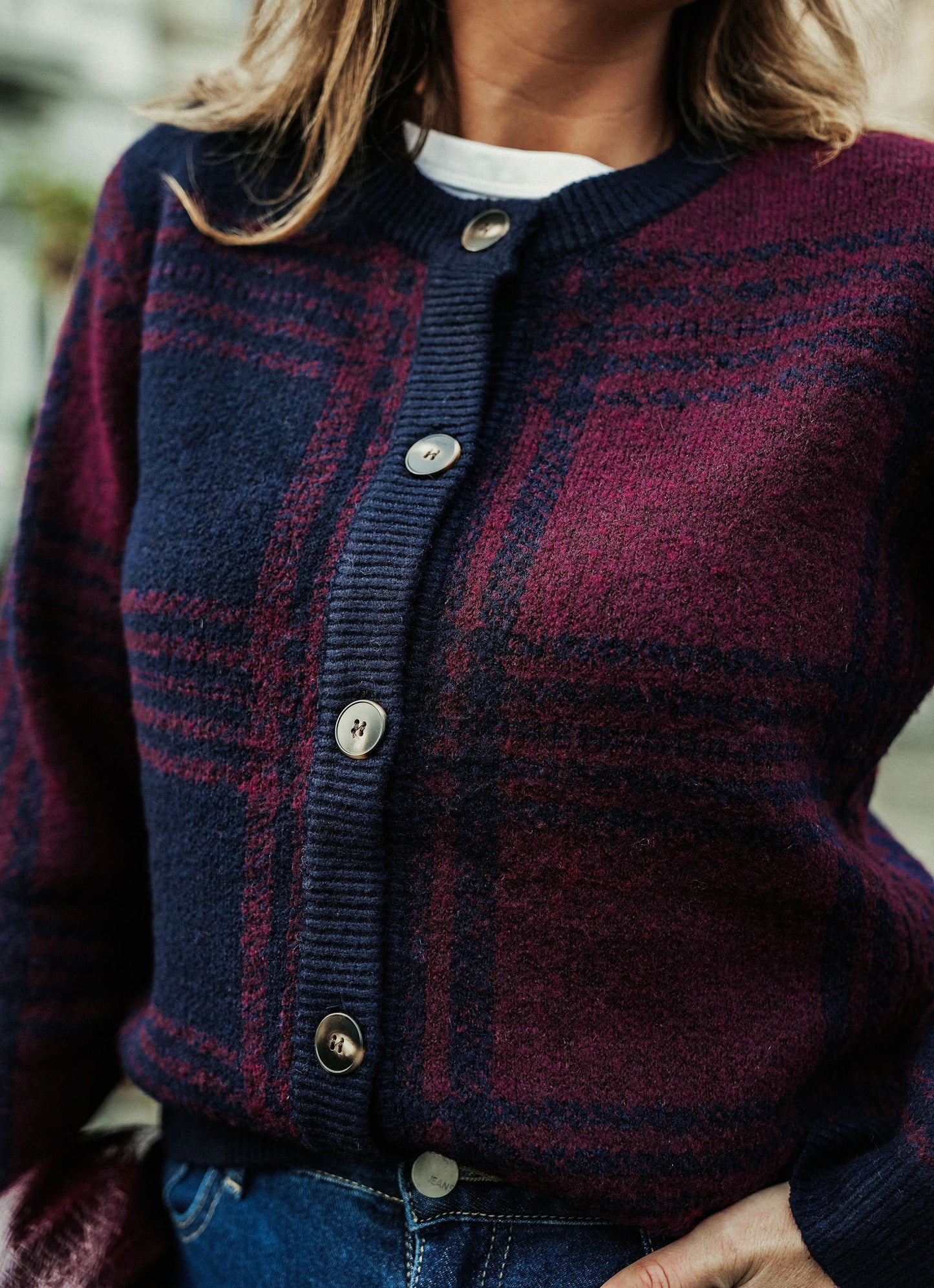 Jacqueline Gilet Blauw Bordeaux