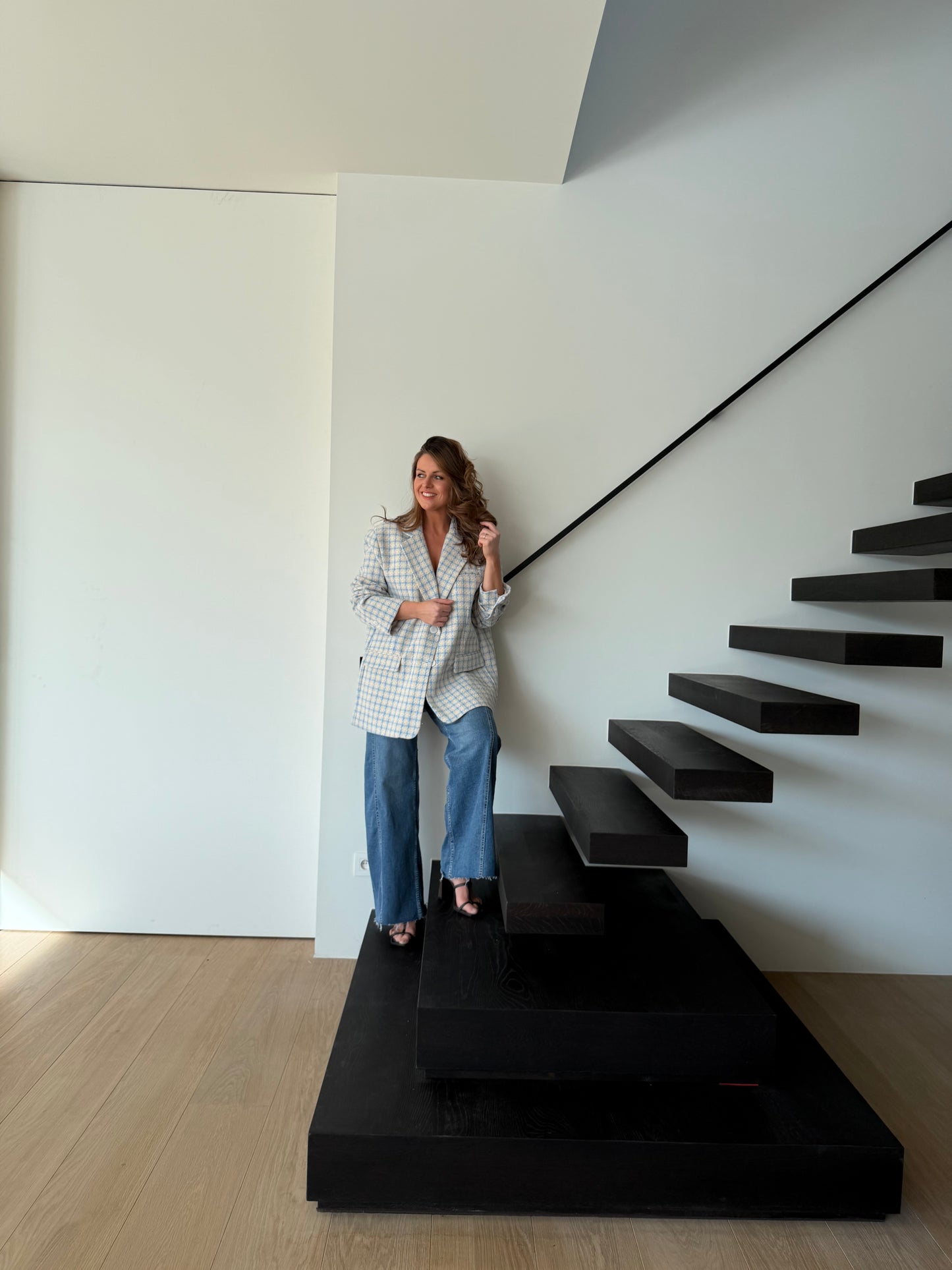 Coco Blazer Carreaux Blauw