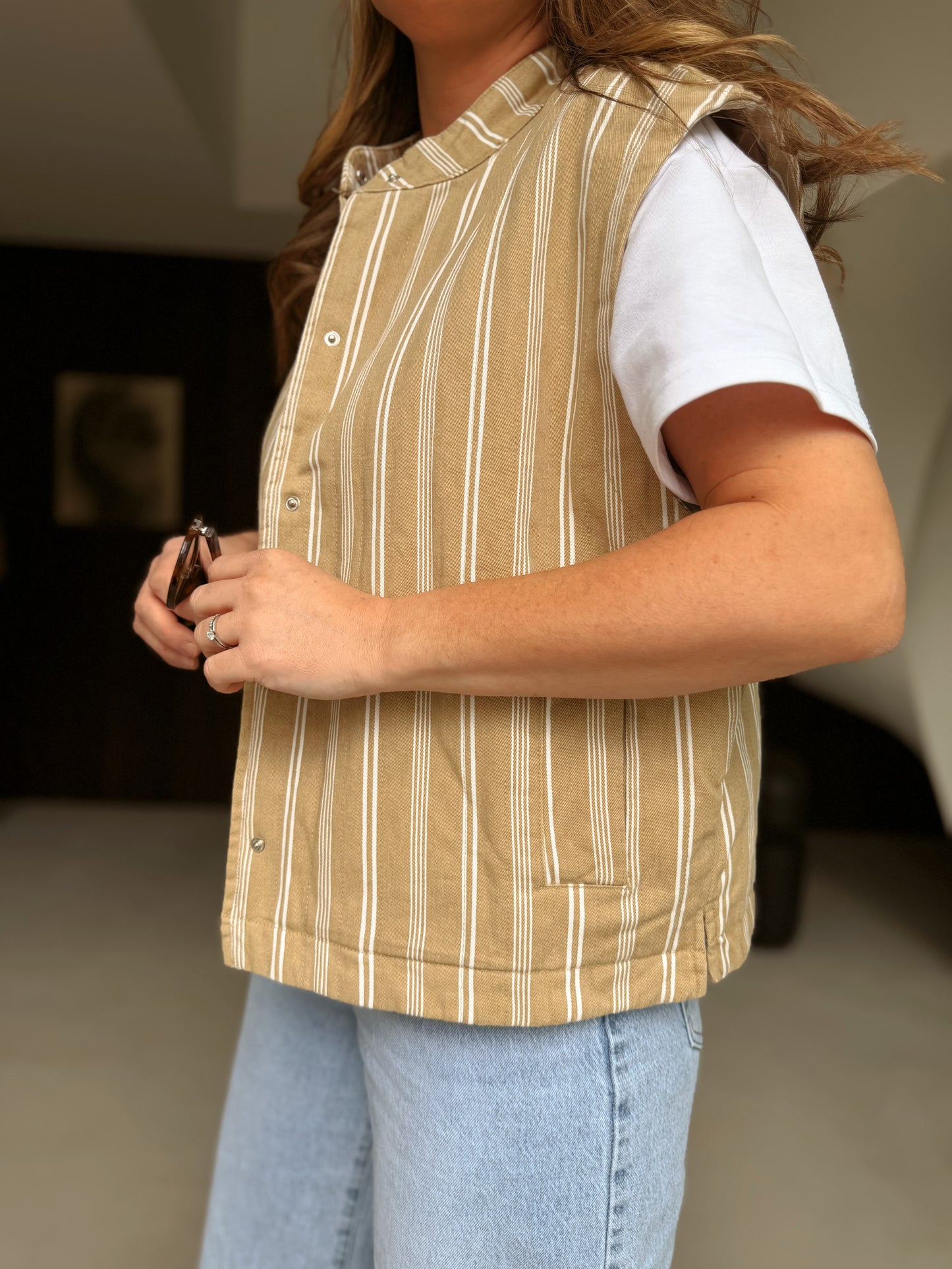 Gerbra Gilet Stripe Beige