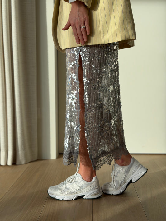 Babette Skirt Glitter Grijs