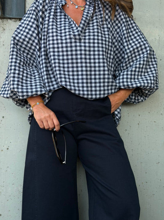 Giona Blouse ruitje navy