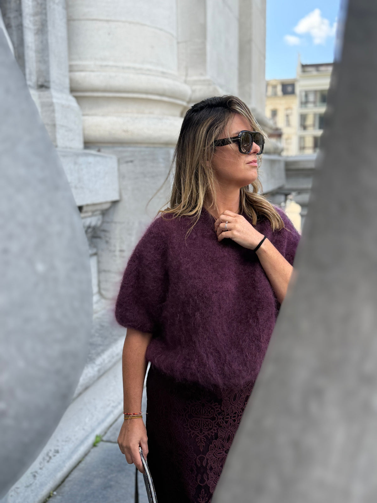 Vinci Mohair pull plum