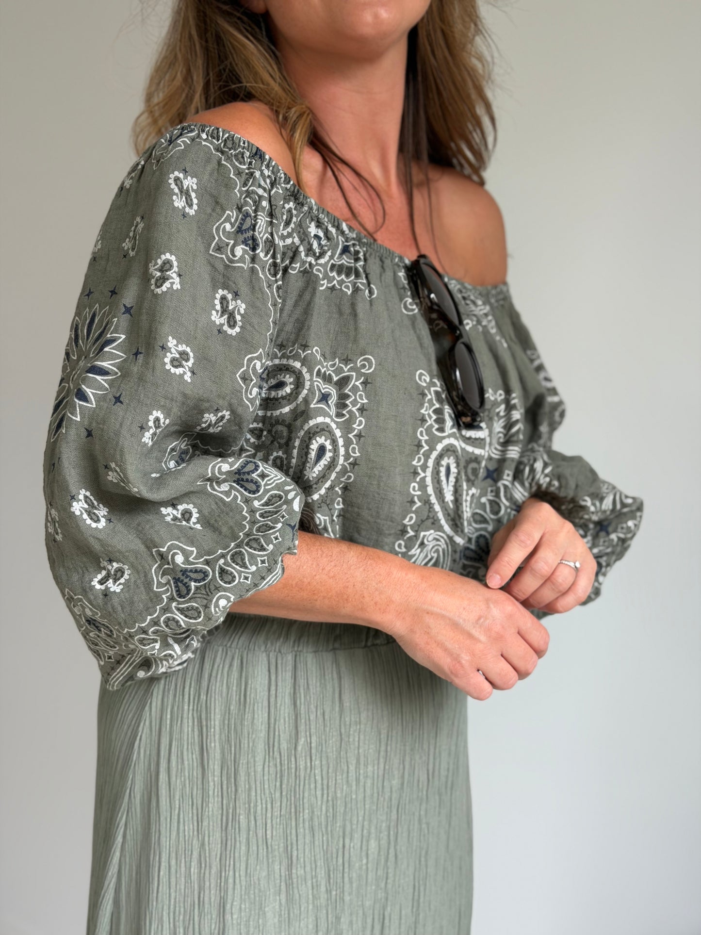 Bandana Off Shoulder Kaki