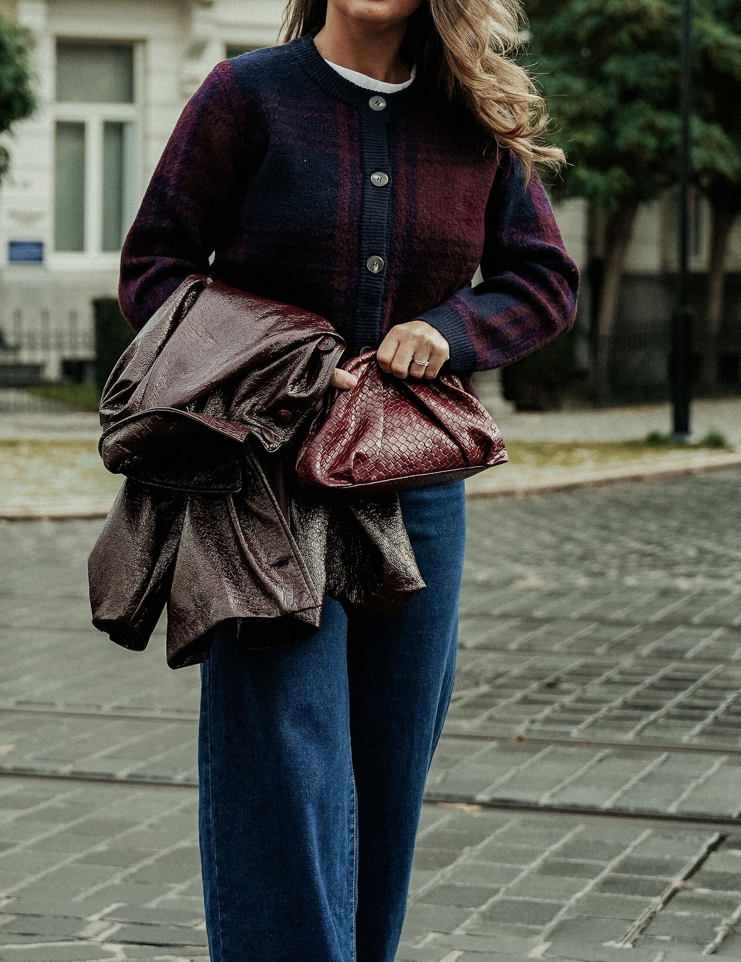 Jacqueline Gilet Blauw Bordeaux