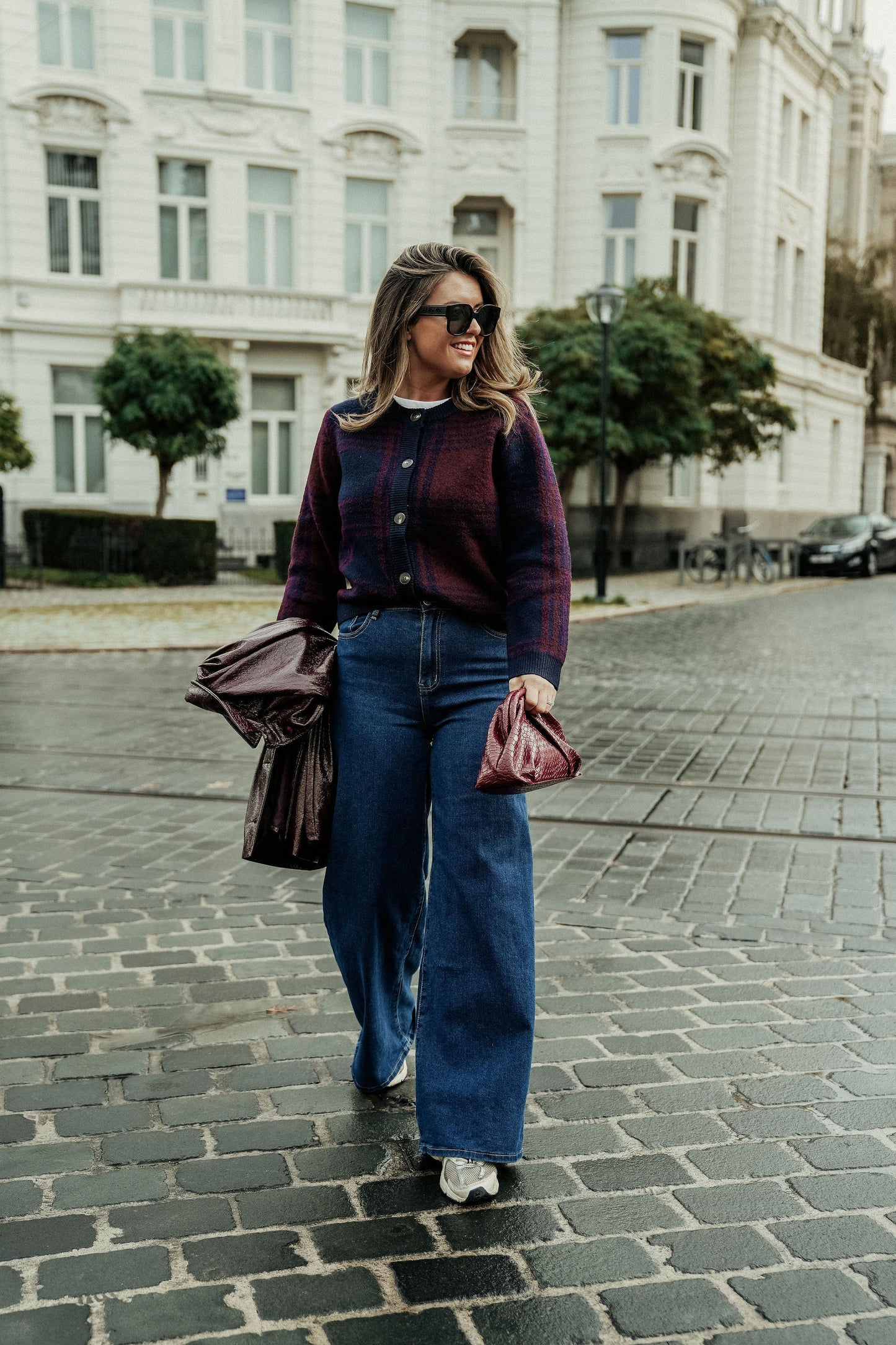 Jacqueline Gilet Blauw Bordeaux