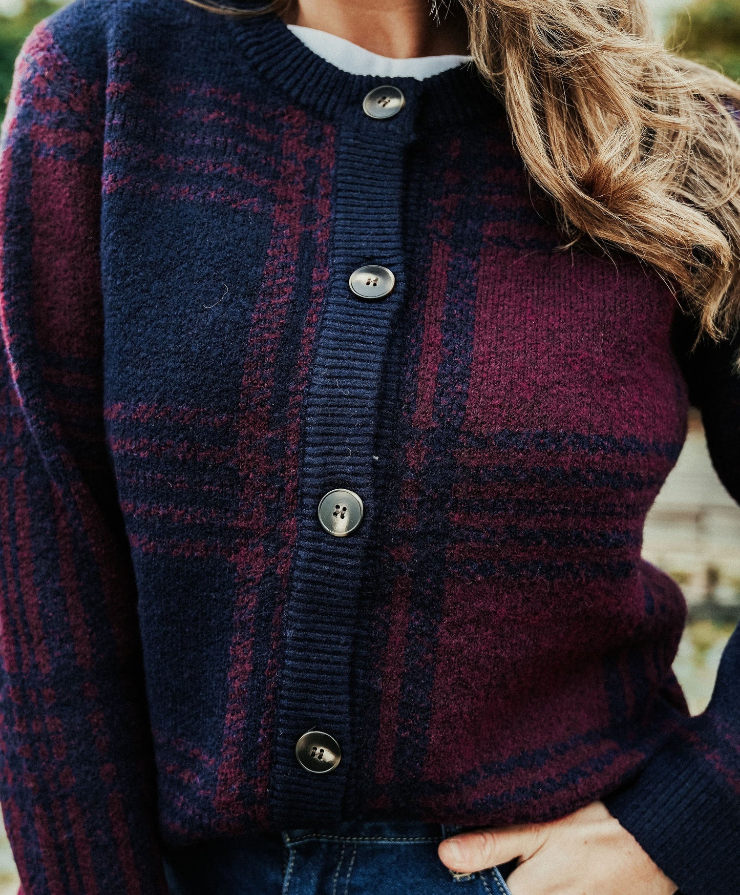 Jacqueline Gilet Blauw Bordeaux