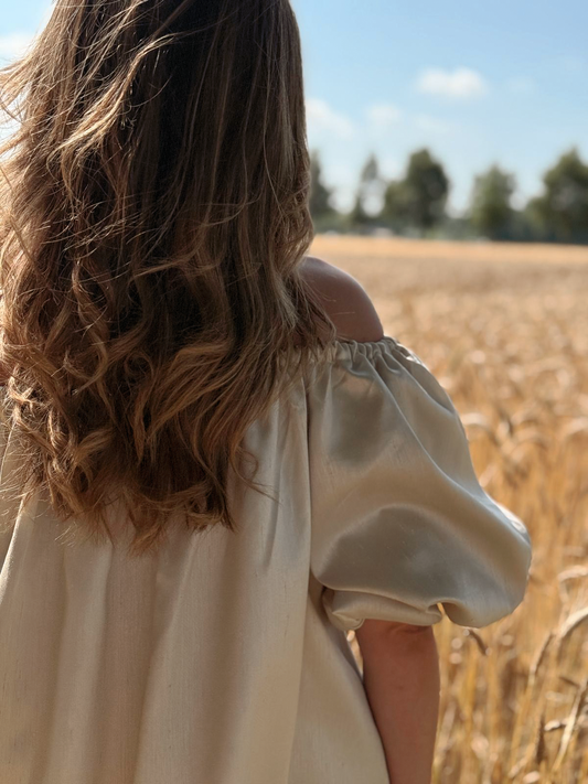 Milo Dress Off Shoulder  Ecru